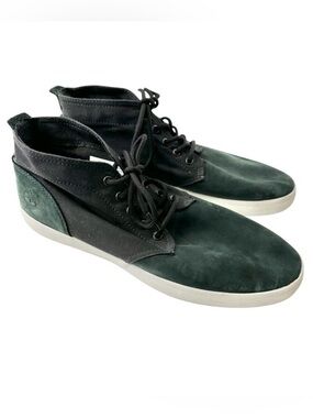 Timberland Newport Bay black canvas dark green suede men’s 10.5 chukka sneakers